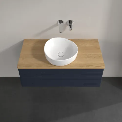 Bild von VILLEROY BOCH Antao Waschbeckenunterschrank, 2 Auszüge, 1000 x 360 x 500 mm, Front mit Struktur, Midnight Blue Matt Lacquer / Honey Oak #K20111HG