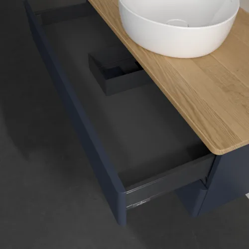 Bild von VILLEROY BOCH Antao Waschbeckenunterschrank, 2 Auszüge, 1000 x 360 x 500 mm, Front mit Struktur, Midnight Blue Matt Lacquer / Honey Oak #K20111HG