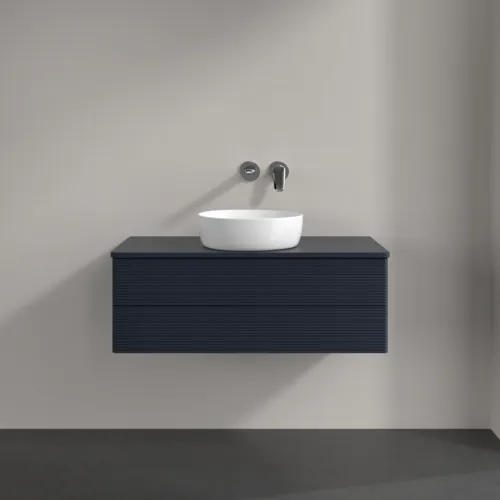 Bild von VILLEROY BOCH Antao Waschbeckenunterschrank, 2 Auszüge, 1000 x 360 x 500 mm, Front mit Struktur, Midnight Blue Matt Lacquer / Midnight Blue Matt Lacquer #K20110HG