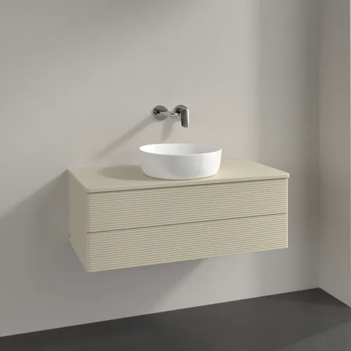 Bild von VILLEROY BOCH Antao Waschbeckenunterschrank, 2 Auszüge, 1000 x 360 x 500 mm, Front mit Struktur, Silk Grey Matt Lacquer / Silk Grey Matt Lacquer #K20110HJ