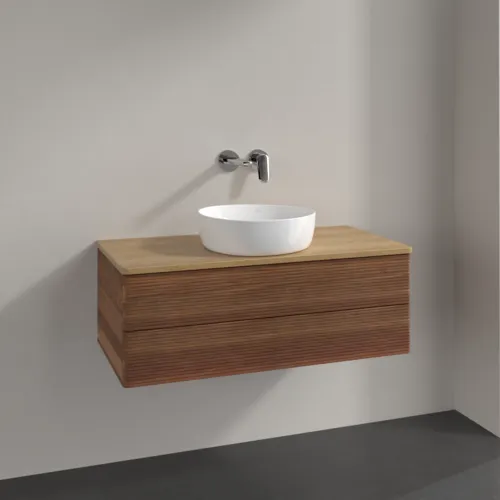 VILLEROY BOCH Antao Waschbeckenunterschrank, 2 Auszüge, 1000 x 360 x 500 mm, Front mit Struktur, Warm Walnut / Honey Oak #K20111HM, Bild 2