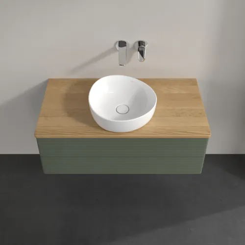 Bild von VILLEROY BOCH Antao Waschbeckenunterschrank, 2 Auszüge, 1000 x 360 x 500 mm, Front mit Struktur, Leaf Green Matt Lacquer / Honey Oak #K20111HL