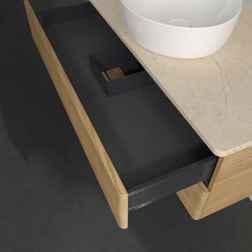 Bild von VILLEROY BOCH Antao Waschbeckenunterschrank, 2 Auszüge, 1000 x 360 x 500 mm, Front mit Struktur, Honey Oak / Botticino #K20113HN