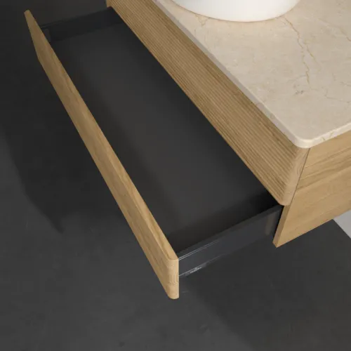 Bild von VILLEROY BOCH Antao Waschbeckenunterschrank, 2 Auszüge, 1000 x 360 x 500 mm, Front mit Struktur, Honey Oak / Botticino #K20113HN