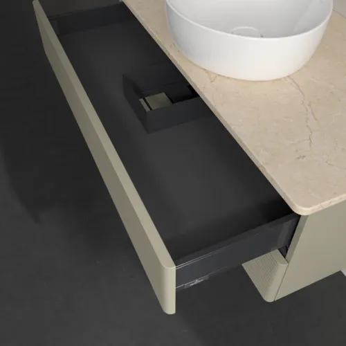 Picture of VILLEROY BOCH Antao Vanity unit, 2 pull-out compartments, 1000 x 360 x 500 mm, Front with grain texture, Stone Grey Matt Lacquer / Botticino #K20113HK