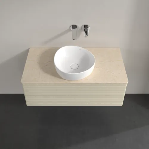Bild von VILLEROY BOCH Antao Waschbeckenunterschrank, 2 Auszüge, 1000 x 360 x 500 mm, Front mit Struktur, Silk Grey Matt Lacquer / Botticino #K20113HJ