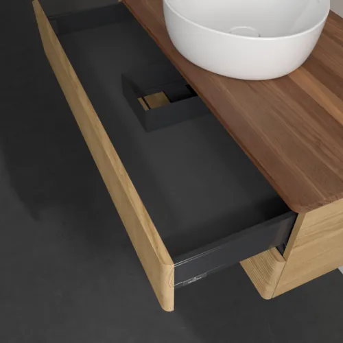 Picture of VILLEROY BOCH Antao Vanity unit, 2 pull-out compartments, 1000 x 360 x 500 mm, Front with grain texture, Honey Oak / Warm Walnut #K20112HN