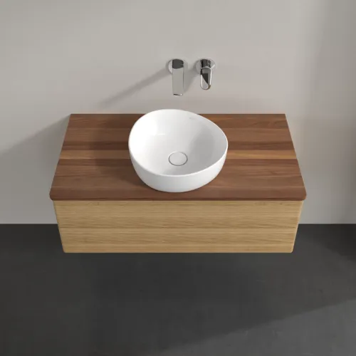 Picture of VILLEROY BOCH Antao Vanity unit, 2 pull-out compartments, 1000 x 360 x 500 mm, Front with grain texture, Honey Oak / Warm Walnut #K20112HN