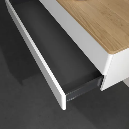 Bild von VILLEROY BOCH Antao Waschbeckenunterschrank, 2 Auszüge, 1200 x 360 x 500 mm, Front ohne Struktur, Glossy White Lacquer / Honey Oak #K21011GF
