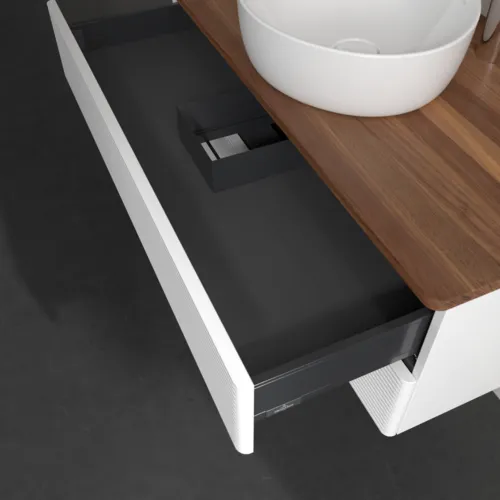 Bild von VILLEROY BOCH Antao Waschbeckenunterschrank, 2 Auszüge, 1000 x 360 x 500 mm, Front mit Struktur, White Matt Lacquer / Warm Walnut #K20152MT