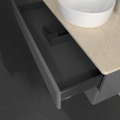 Bild von VILLEROY BOCH Antao Waschbeckenunterschrank, 2 Auszüge, 1000 x 360 x 500 mm, Front mit Struktur, Anthracite Matt Lacquer / Botticino #K20153GK
