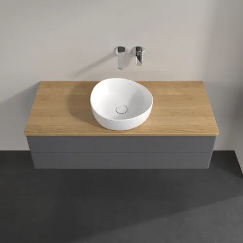 Bild von VILLEROY BOCH Antao Waschbeckenunterschrank, 2 Auszüge, 1200 x 360 x 500 mm, Front ohne Struktur, Anthracite Matt Lacquer / Honey Oak #K21011GK