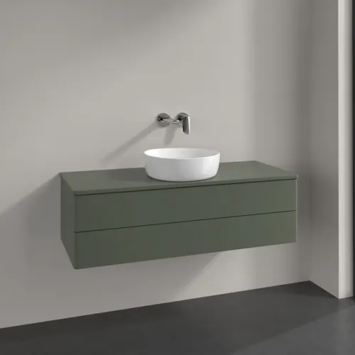 Bild von VILLEROY BOCH Antao Waschbeckenunterschrank, 2 Auszüge, 1200 x 360 x 500 mm, Front ohne Struktur, Leaf Green Matt Lacquer / Leaf Green Matt Lacquer #K21010HL