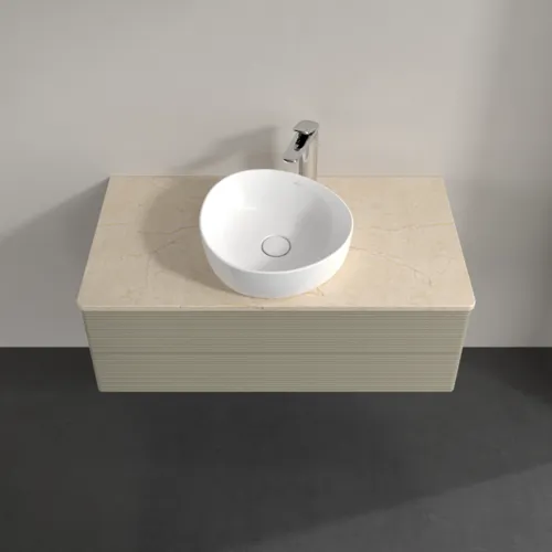 Bild von VILLEROY BOCH Antao Waschbeckenunterschrank, 2 Auszüge, 1000 x 360 x 500 mm, Front mit Struktur, Stone Grey Matt Lacquer / Botticino #K20153HK