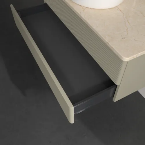 Bild von VILLEROY BOCH Antao Waschbeckenunterschrank, 2 Auszüge, 1000 x 360 x 500 mm, Front mit Struktur, Stone Grey Matt Lacquer / Botticino #K20153HK
