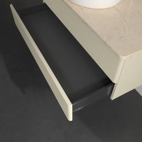 Bild von VILLEROY BOCH Antao Waschbeckenunterschrank, 2 Auszüge, 1000 x 360 x 500 mm, Front mit Struktur, Silk Grey Matt Lacquer / Botticino #K20153HJ