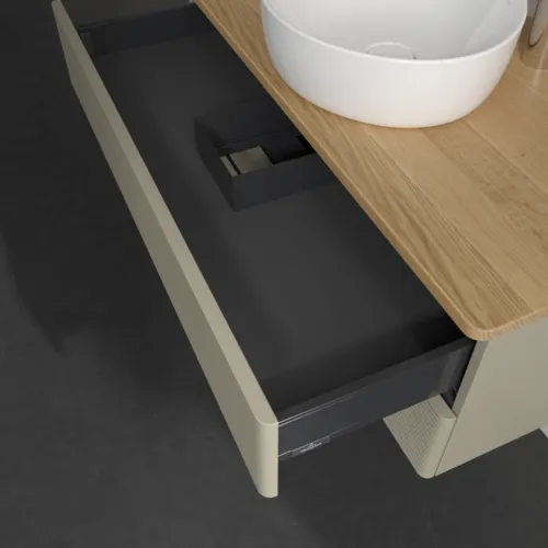 Bild von VILLEROY BOCH Antao Waschbeckenunterschrank, 2 Auszüge, 1000 x 360 x 500 mm, Front mit Struktur, Stone Grey Matt Lacquer / Honey Oak #K20151HK