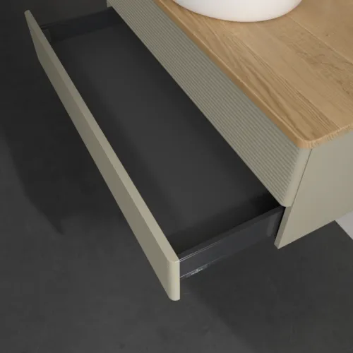 Bild von VILLEROY BOCH Antao Waschbeckenunterschrank, 2 Auszüge, 1000 x 360 x 500 mm, Front mit Struktur, Stone Grey Matt Lacquer / Honey Oak #K20151HK