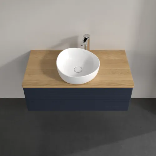 Bild von VILLEROY BOCH Antao Waschbeckenunterschrank, 2 Auszüge, 1000 x 360 x 500 mm, Front mit Struktur, Midnight Blue Matt Lacquer / Honey Oak #K20151HG