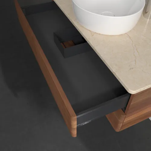 Bild von VILLEROY BOCH Antao Waschbeckenunterschrank, 2 Auszüge, 1000 x 360 x 500 mm, Front mit Struktur, Warm Walnut / Botticino #K20153HM