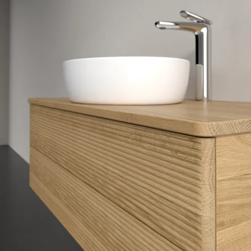Bild von VILLEROY BOCH Antao Waschbeckenunterschrank, 2 Auszüge, 1000 x 360 x 500 mm, Front mit Struktur, Honey Oak / Honey Oak #K20151HN