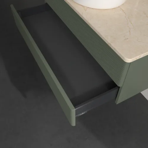 Bild von VILLEROY BOCH Antao Waschbeckenunterschrank, 2 Auszüge, 1000 x 360 x 500 mm, Front mit Struktur, Leaf Green Matt Lacquer / Botticino #K20153HL