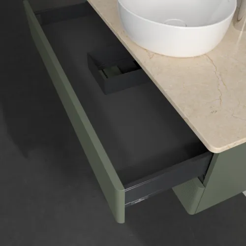 Bild von VILLEROY BOCH Antao Waschbeckenunterschrank, 2 Auszüge, 1000 x 360 x 500 mm, Front mit Struktur, Leaf Green Matt Lacquer / Botticino #K20153HL