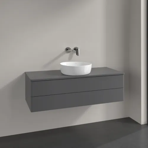 Bild von VILLEROY BOCH Antao Waschbeckenunterschrank, 2 Auszüge, 1200 x 360 x 500 mm, Front ohne Struktur, Anthracite Matt Lacquer / Anthracite Matt Lacquer #K21010GK