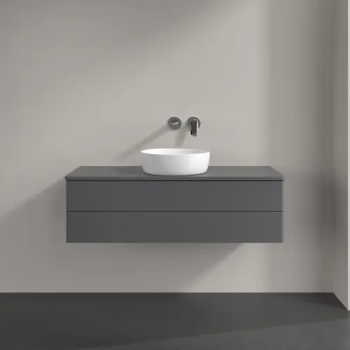 Bild von VILLEROY BOCH Antao Waschbeckenunterschrank, 2 Auszüge, 1200 x 360 x 500 mm, Front ohne Struktur, Anthracite Matt Lacquer / Anthracite Matt Lacquer #K21010GK