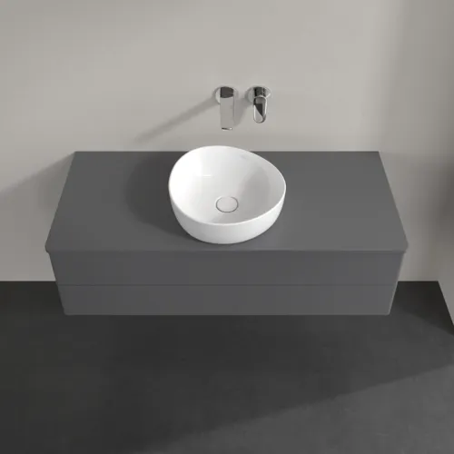 Bild von VILLEROY BOCH Antao Waschbeckenunterschrank, 2 Auszüge, 1200 x 360 x 500 mm, Front ohne Struktur, Anthracite Matt Lacquer / Anthracite Matt Lacquer #K21010GK