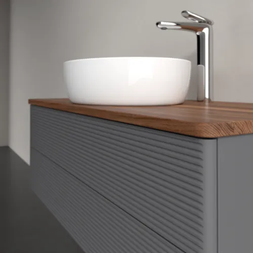Bild von VILLEROY BOCH Antao Waschbeckenunterschrank, 2 Auszüge, 1000 x 360 x 500 mm, Front mit Struktur, Anthracite Matt Lacquer / Warm Walnut #K20152GK