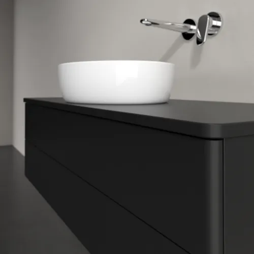 Bild von VILLEROY BOCH Antao Waschbeckenunterschrank, 2 Auszüge, 1200 x 360 x 500 mm, Front ohne Struktur, Black Matt Lacquer / Black Matt Lacquer #K21010PD