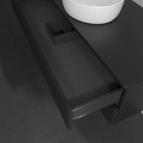 Bild von VILLEROY BOCH Antao Waschbeckenunterschrank, 2 Auszüge, 1200 x 360 x 500 mm, Front ohne Struktur, Black Matt Lacquer / Black Matt Lacquer #K21010PD