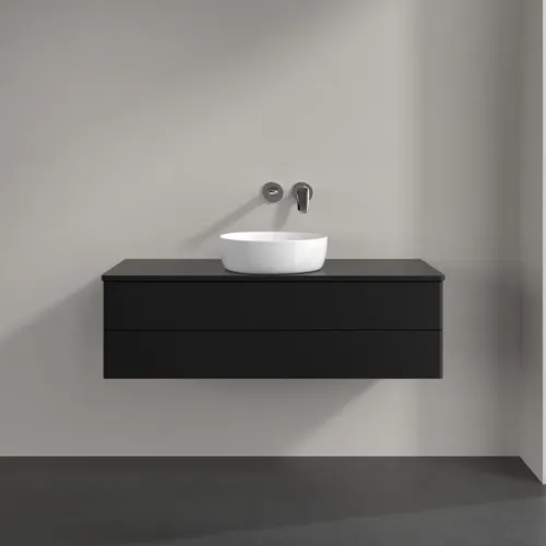 Bild von VILLEROY BOCH Antao Waschbeckenunterschrank, 2 Auszüge, 1200 x 360 x 500 mm, Front ohne Struktur, Black Matt Lacquer / Black Matt Lacquer #K21010PD