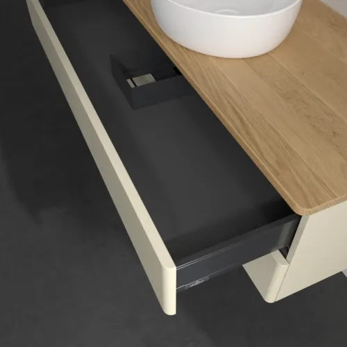 Bild von VILLEROY BOCH Antao Waschbeckenunterschrank, 2 Auszüge, 1200 x 360 x 500 mm, Front ohne Struktur, Silk Grey Matt Lacquer / Honey Oak #K21011HJ