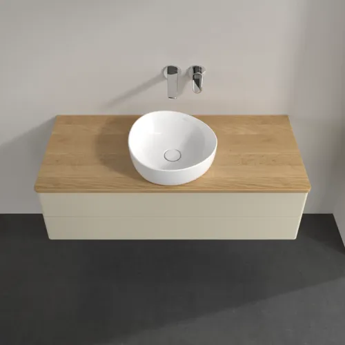 Bild von VILLEROY BOCH Antao Waschbeckenunterschrank, 2 Auszüge, 1200 x 360 x 500 mm, Front ohne Struktur, Silk Grey Matt Lacquer / Honey Oak #K21011HJ