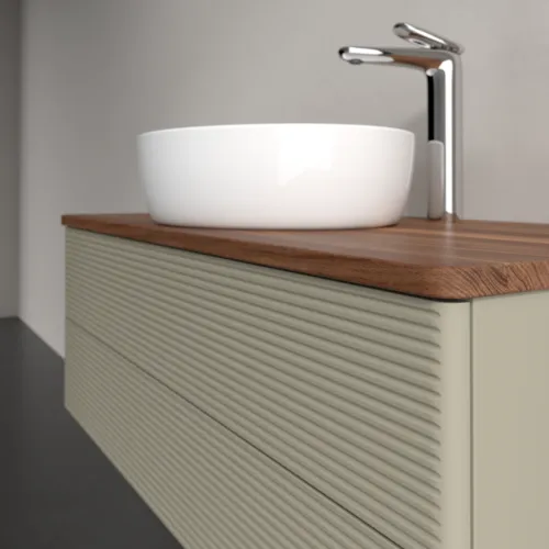 Bild von VILLEROY BOCH Antao Waschbeckenunterschrank, 2 Auszüge, 1000 x 360 x 500 mm, Front mit Struktur, Stone Grey Matt Lacquer / Warm Walnut #K20152HK