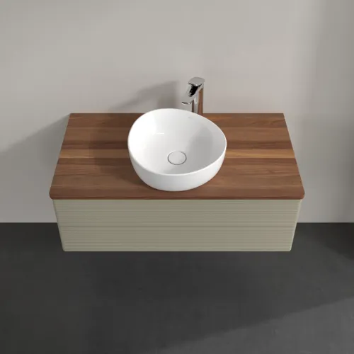 Bild von VILLEROY BOCH Antao Waschbeckenunterschrank, 2 Auszüge, 1000 x 360 x 500 mm, Front mit Struktur, Stone Grey Matt Lacquer / Warm Walnut #K20152HK