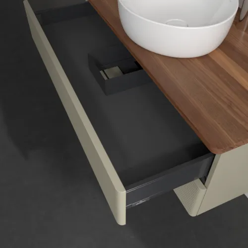Bild von VILLEROY BOCH Antao Waschbeckenunterschrank, 2 Auszüge, 1000 x 360 x 500 mm, Front mit Struktur, Stone Grey Matt Lacquer / Warm Walnut #K20152HK
