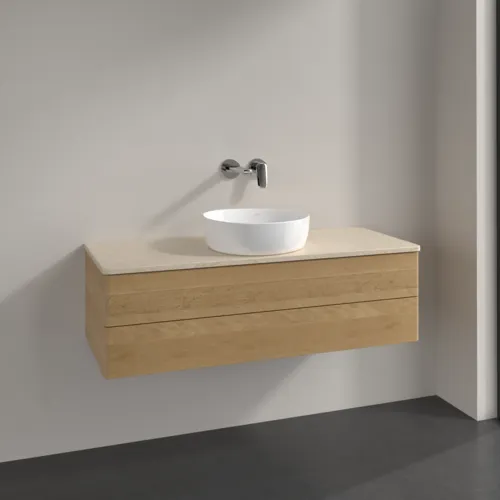 Bild von VILLEROY BOCH Antao Waschbeckenunterschrank, 2 Auszüge, 1200 x 360 x 500 mm, Front ohne Struktur, Honey Oak / Botticino #K21013HN