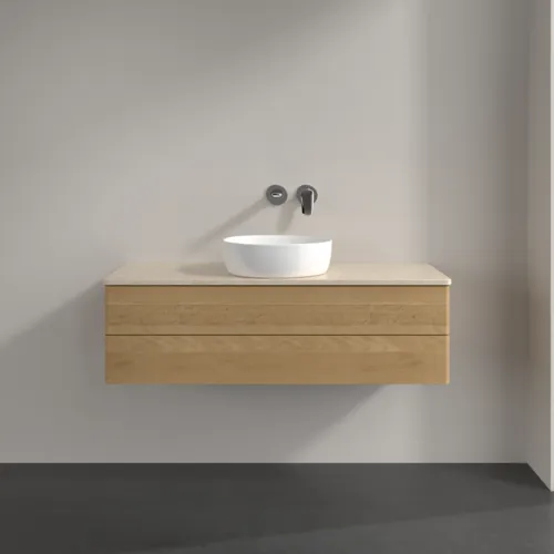 Bild von VILLEROY BOCH Antao Waschbeckenunterschrank, 2 Auszüge, 1200 x 360 x 500 mm, Front ohne Struktur, Honey Oak / Botticino #K21013HN