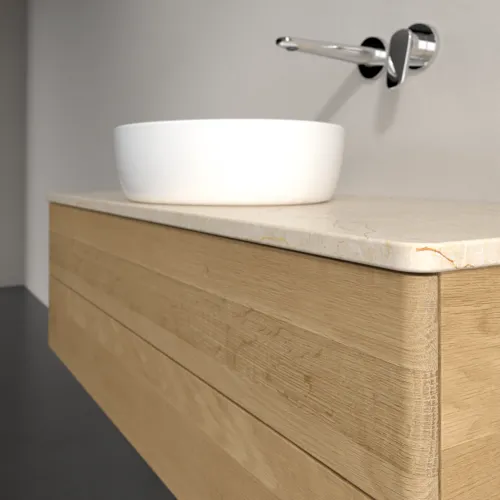 Bild von VILLEROY BOCH Antao Waschbeckenunterschrank, 2 Auszüge, 1200 x 360 x 500 mm, Front ohne Struktur, Honey Oak / Botticino #K21013HN