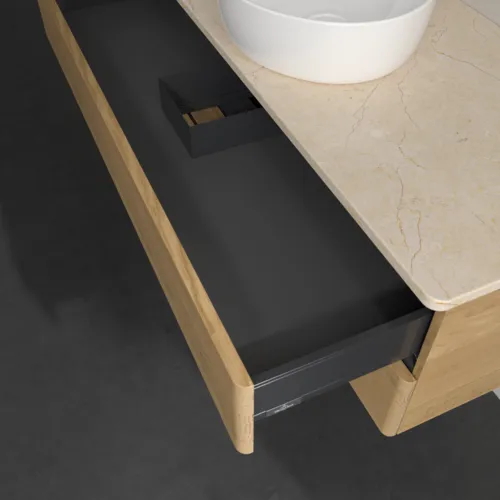 Bild von VILLEROY BOCH Antao Waschbeckenunterschrank, 2 Auszüge, 1200 x 360 x 500 mm, Front ohne Struktur, Honey Oak / Botticino #K21013HN
