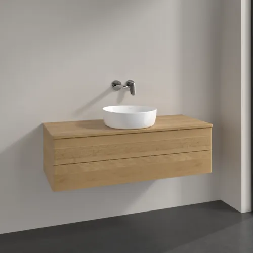 Bild von VILLEROY BOCH Antao Waschbeckenunterschrank, 2 Auszüge, 1200 x 360 x 500 mm, Front ohne Struktur, Honey Oak / Honey Oak #K21011HN