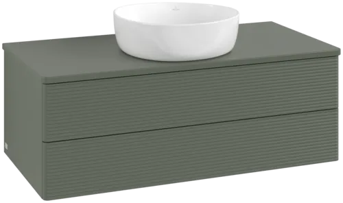 Picture of VILLEROY BOCH Antao Vanity unit, 2 pull-out compartments, 1000 x 360 x 500 mm, Front with grain texture, Leaf Green Matt Lacquer / Leaf Green Matt Lacquer #K20150HL