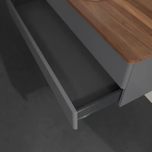 VILLEROY BOCH Antao Waschbeckenunterschrank, 2 Auszüge, 1200 x 360 x 500 mm, Front ohne Struktur, Anthracite Matt Lacquer / Warm Walnut #K21052GK, Bild 6