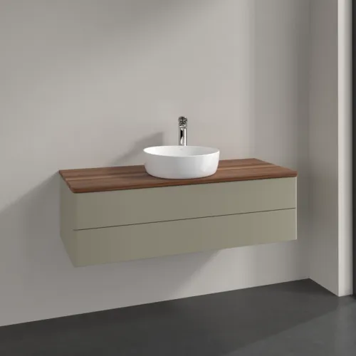 VILLEROY BOCH Antao Waschbeckenunterschrank, 2 Auszüge, 1200 x 360 x 500 mm, Front ohne Struktur, Stone Grey Matt Lacquer / Warm Walnut #K21052HK, Bild 2