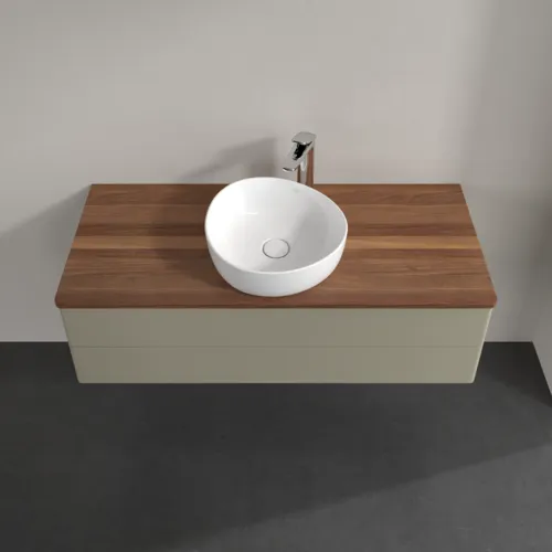 VILLEROY BOCH Antao Waschbeckenunterschrank, 2 Auszüge, 1200 x 360 x 500 mm, Front ohne Struktur, Stone Grey Matt Lacquer / Warm Walnut #K21052HK, Bild 4