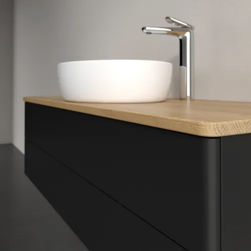VILLEROY BOCH Antao Waschbeckenunterschrank, 2 Auszüge, 1200 x 360 x 500 mm, Front ohne Struktur, Black Matt Lacquer / Honey Oak #K21051PD, Bild 5