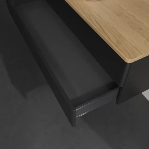 VILLEROY BOCH Antao Waschbeckenunterschrank, 2 Auszüge, 1200 x 360 x 500 mm, Front ohne Struktur, Black Matt Lacquer / Honey Oak #K21051PD, Bild 6